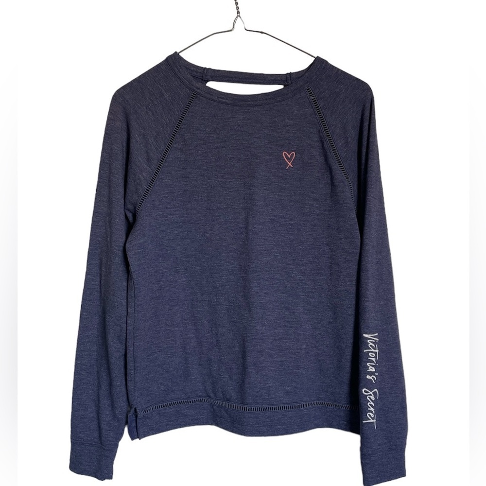 Victorias Secret Womens‎ Blue Heather Cutout Back Crew Neck Sweatshirt XS